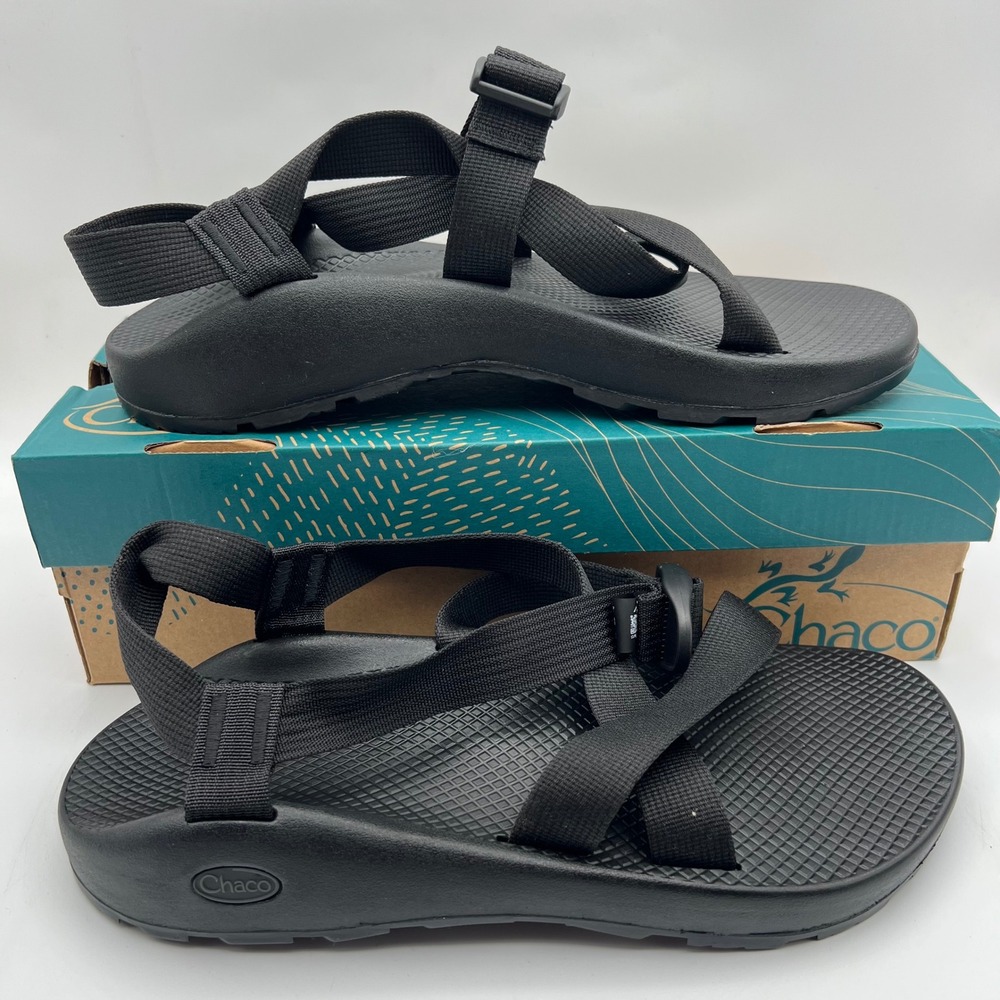 Chaco Z1 Classic Sandals Mens 12 Black Solid Adjustable Strap Sport Hiking